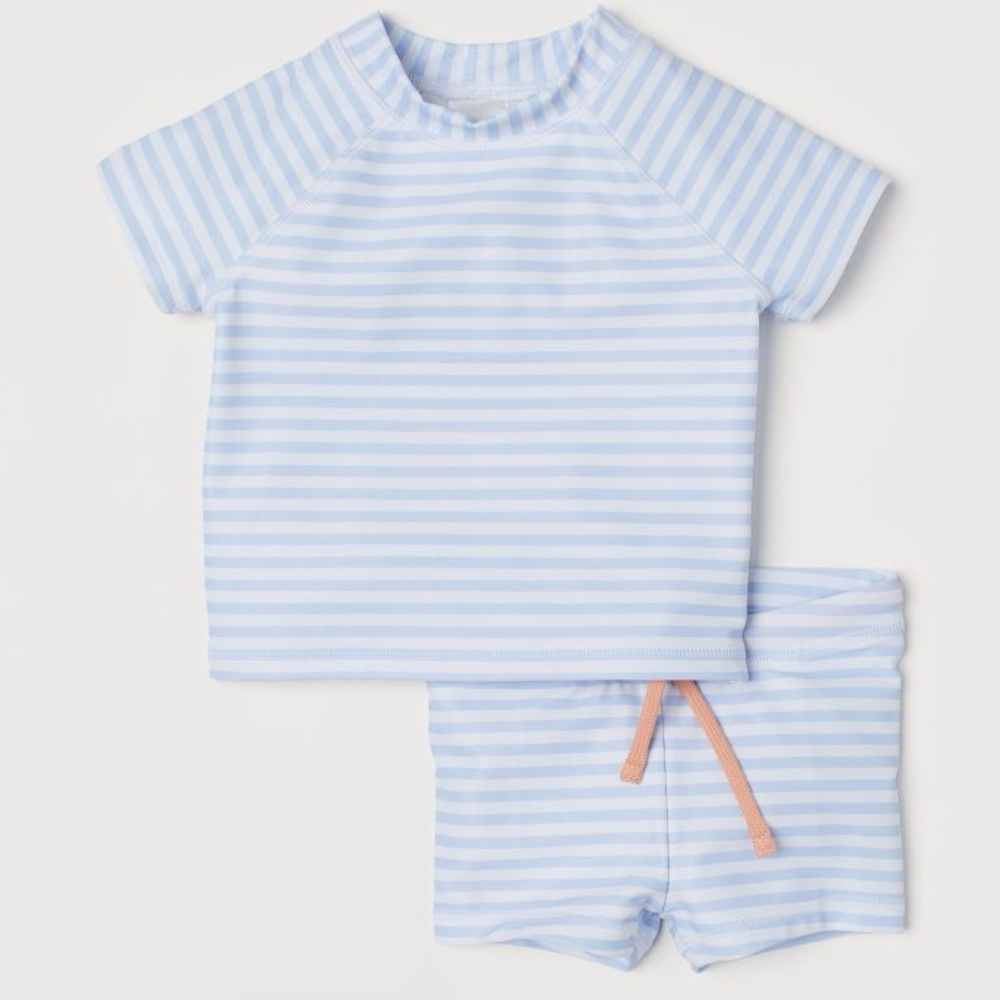 Matching H&M toddler swim set for boys or girls with matching swim cap. 3/4T